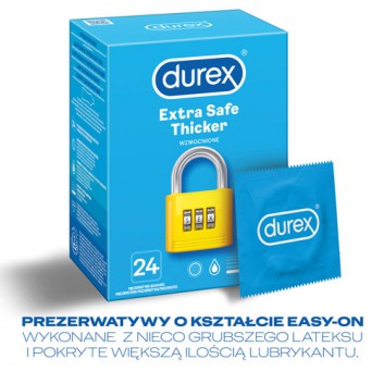 Durex Extra Safe Prezerwatywy grubsze z dodatkową ilością środka nawilżającego, 24 sztuki - obrazek 3 - Apteka internetowa Melissa